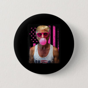 Trump Bubble Gum Pink Sungles Usa Flag Funny 6 Cm Round Badge