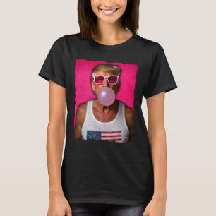 Trump Bubble Gum Pink Sungles Usa Flag Funny T-Shirt