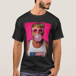 Trump Bubble Gum Pink Sungles Usa Flag Funny T-Shirt