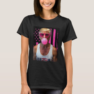 Trump Bubble Gum Pink Sungles Usa Flag Funny  T-Shirt