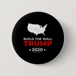 Trump Build The Wall Pro Usa Conservative Vintage 6 Cm Round Badge