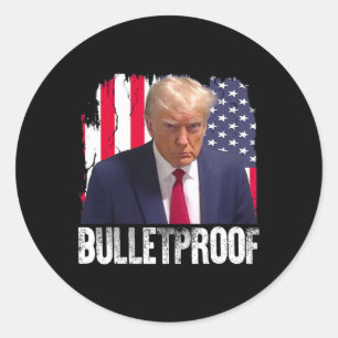 Trump Bulletproof American Flag Republican Preside Classic Round Sticker
