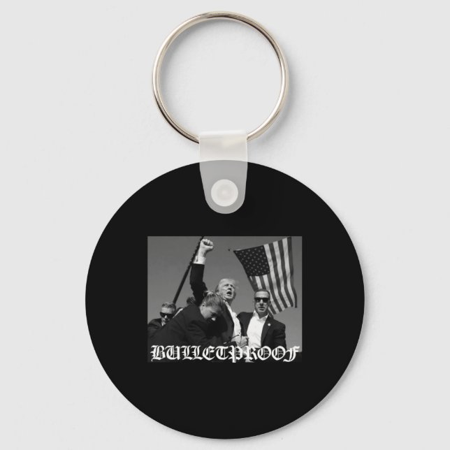 Trump Bulletproof Old English Font  Key Ring (Front)