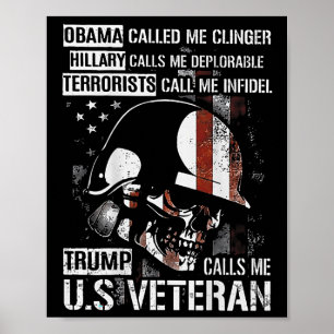 Trump Calls Me U.s Veteran Skull American Flag (on Poster