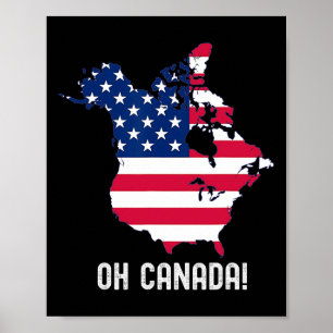 Trump Canada Usa 51st State Map American Flag  Poster