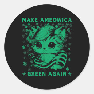 Trump Cat Kitten Make Ameowica Green Again Usa Classic Round Sticker