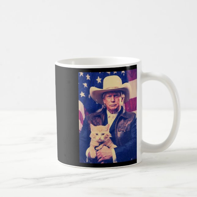 Trump Cat Shirt Funny Cowboy Donald Trump 2024 Ame Coffee Mug (Right)