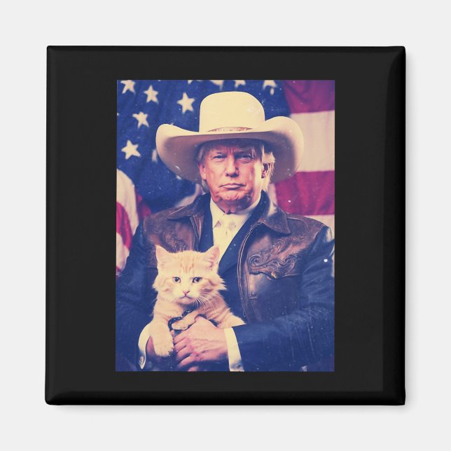 Trump Cat Shirt Funny Cowboy Donald Trump 2024 Ame Magnet (Front)
