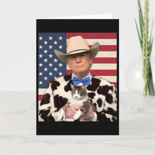 Trump Cat Shirt Funny Cowboy Donald Trump 2025 Ame Card