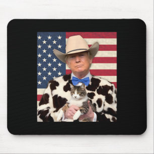 Trump Cat Shirt Funny Cowboy Donald Trump 2025 Ame Mouse Pad