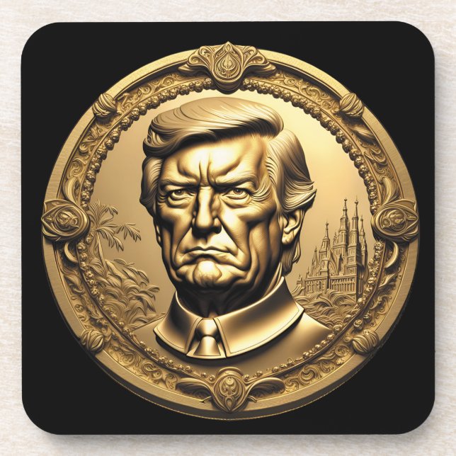 TRUMP CGI Collectable Gold Art-Coin Doubloon Coaster (Front)