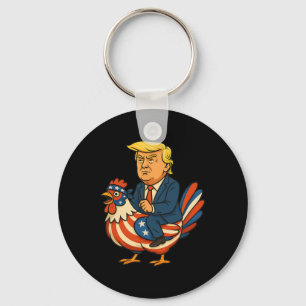 Trump Chicken Jockey Satire - Funny Political Humo Key Ring