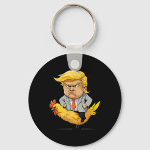 Trump Chicken Jockey Satire - Funny Political Humo Key Ring