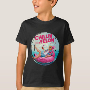 Trump Chillin Like A Felon Summer Retro Pool Float T-Shirt