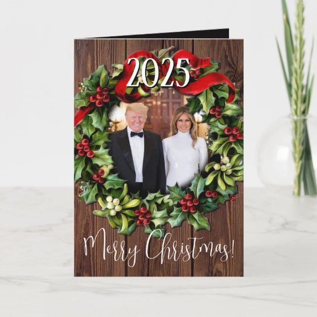 Trump Christmas 2023 Wreath Photo Holiday Greeting (Front)