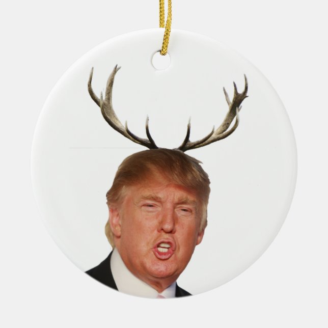Trump Christmas: Deer Mr. President Ceramic Tree Decoration (Front)