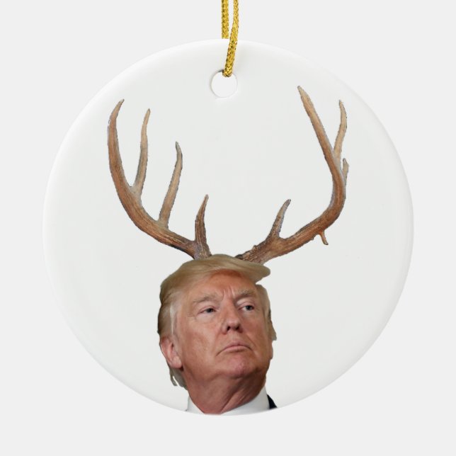Trump Christmas: Deer Mr. President Ceramic Tree Decoration (Front)