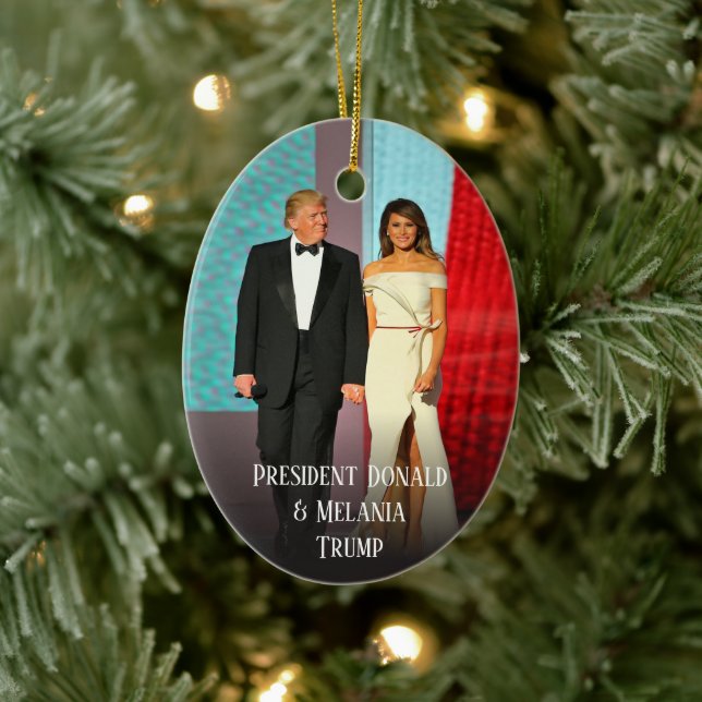 Trump Christmas Elegant Donald and Melania Ceramic Ornament (Tree)