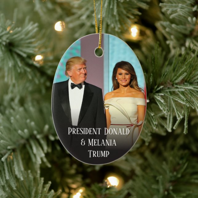 Trump Christmas Elegant Donald and Melania Trump Ceramic Ornament (Tree)