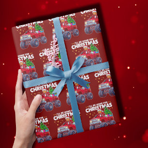 Trump Christmas   I'll Be Home for Christmas Red Wrapping Paper