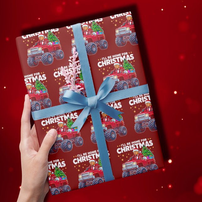 Trump Christmas | I'll Be Home for Christmas Red Wrapping Paper (Creator Uploaded)