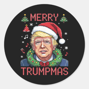 Trump Christmas Merry Trumpmas Santa Family Xmas Classic Round Sticker
