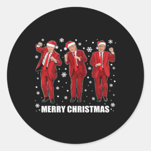 Trump Christmas Pajama Funny Trump Dance Usa 47th Classic Round Sticker
