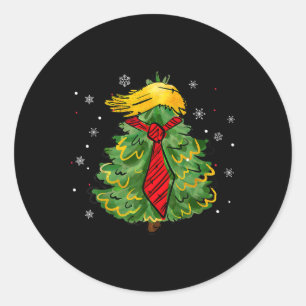 Trump Christmas Usa Funny Trump Hair Tree Ugly Paj Classic Round Sticker
