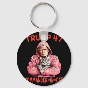 Trump Commander In Cat Funny Cat And Trump Key Ring