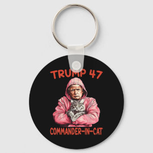 Trump Commander In Cat Funny Cat And Trump Key Ring