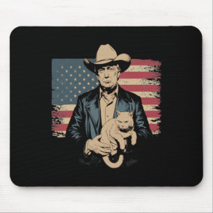 Trump Cowboy Funny Cat Political Parody Design  Mouse Pad