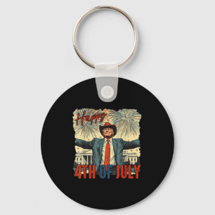 Trump Cowboy Happy 4th Of July Independence Day Key Ring