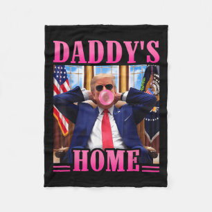 Trump Daddys Home White House 2024 3  Fleece Blanket