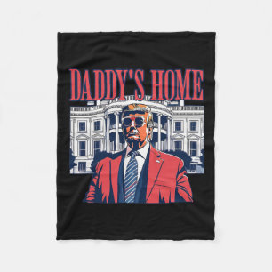 Trump Daddys Home White House Usa American Flag Vi Fleece Blanket