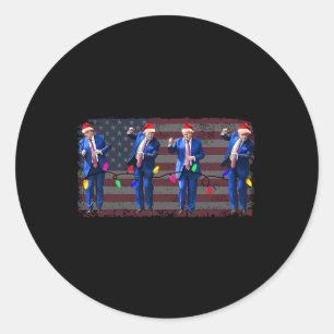 Trump Dance Christmas Shirt Xmas Flag Men Women Classic Round Sticker