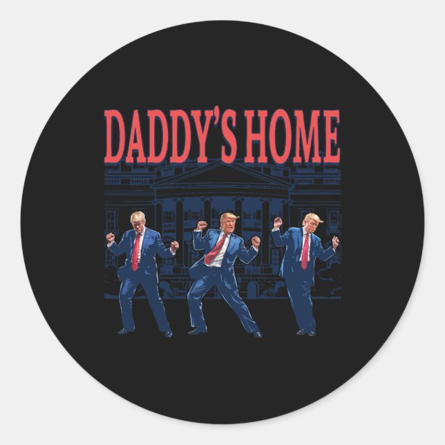Trump Dance Daddy's Home Retro  Classic Round Sticker (Front)