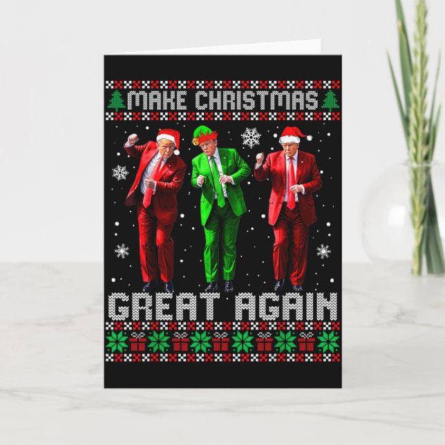 Trump Dance Santa Elf Make Christmas Great Again U Card (Front)