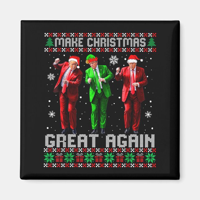 Trump Dance Santa Elf Make Christmas Great Again U Magnet (Front)