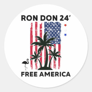 Trump Desantis Ron Don 24' American Flag Flamingo  Classic Round Sticker