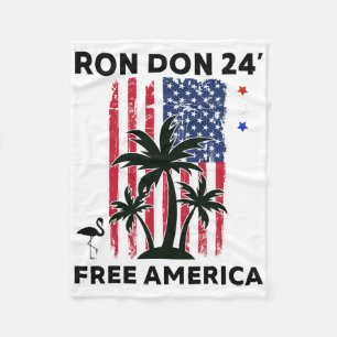 Trump Desantis Ron Don 24' American Flag Flamingo  Fleece Blanket