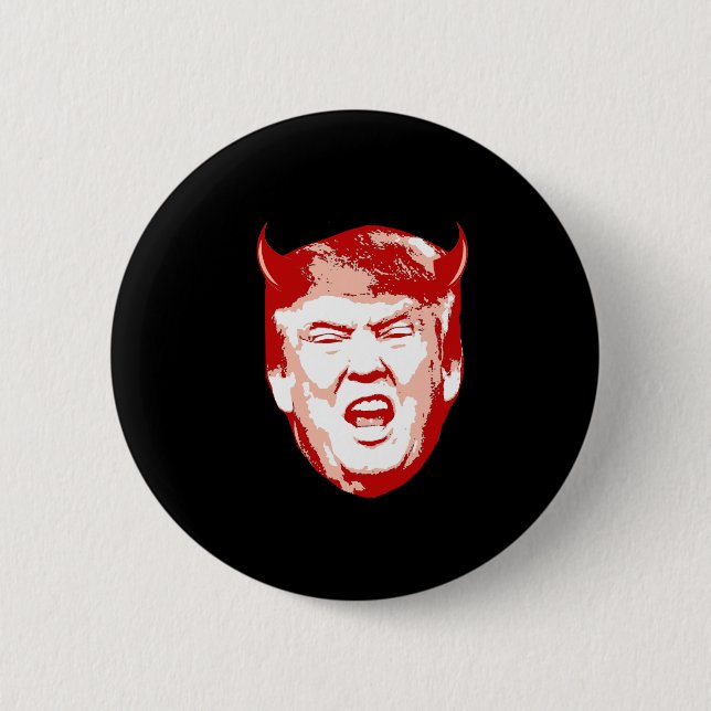 Trump Devil Head - Anti-Trump - 6 Cm Round Badge (Front)