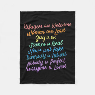 Trump Diversity Science Refugees Love Womens Right Fleece Blanket