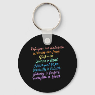 Trump Diversity Science Refugees Love Womens Right Key Ring