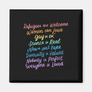 Trump Diversity Science Refugees Love Womens Right Magnet
