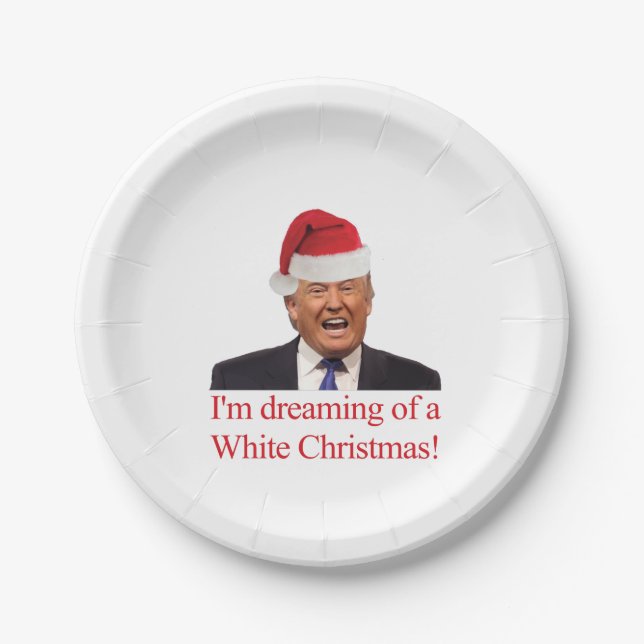 Trump. Dreaming of a White Christmas Paper Plate (Front)