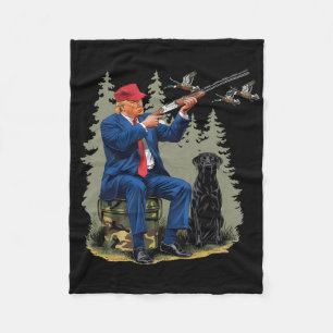Trump Duck Hunting Donald Trump Old School Camoufl Fleece Blanket
