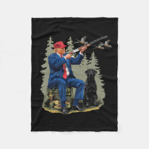 Trump Duck Hunting Donald Trump Old School Camoufl Fleece Blanket