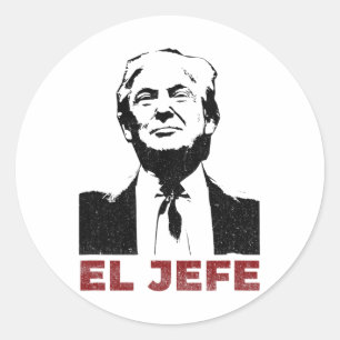 Trump El Jefe Cinco De Mayo Vintage Men Women Kids Classic Round Sticker