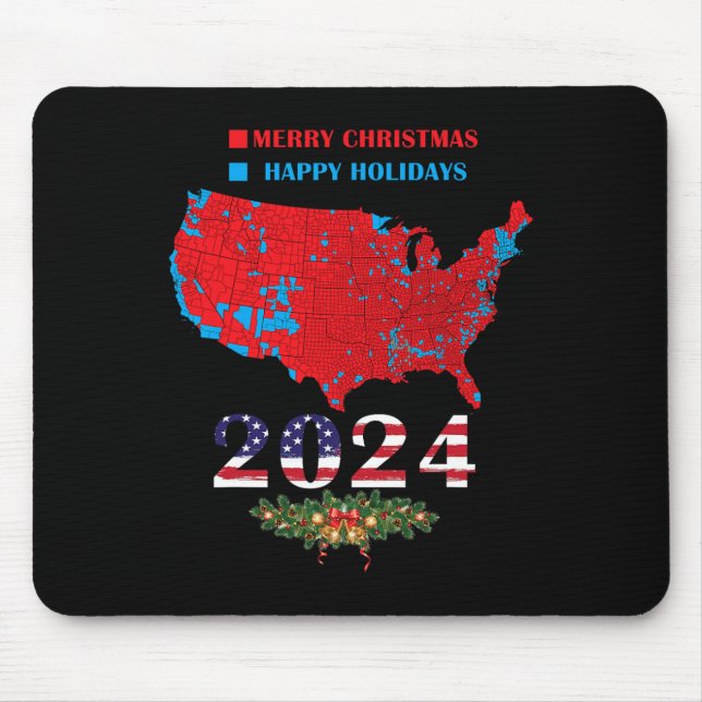 Trump Election Map 2024 Funny Merry Christmas Happ Mouse Pad (Front)