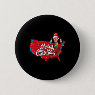Trump Election Map Merry Christmas Holiday Santa H 6 Cm Round Badge
